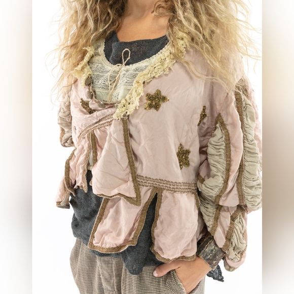 Rare romantic Magnolia Pearl real silk Monique Jacket in colour Peony - Picture 1 of 6